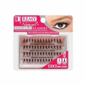 Natural I-lashes double flares[Knot free] - 00052D Black[Medium]
